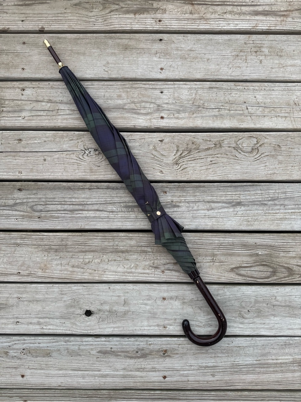 Polo Ralph Lauren Umbrella Tartan Plaid Blackwatch Doorman Hook Crook Handle - Picture 11 of 14